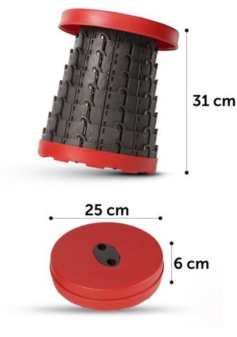 Evelüx Plastik Katlanır Kamp Taburesi Kırmızı - Siyah