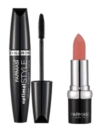 Farmasi Optimal Style Hacim Veren Suya Dayanıklı Siyah Maskara + Farmasi True Color No:18 Ruj