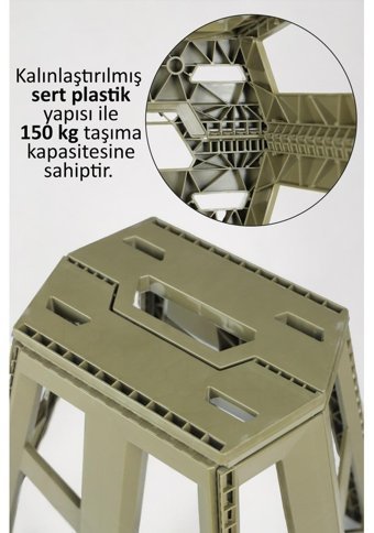 İronika Plastik Katlanır 4'lü Kamp Taburesi Siyah