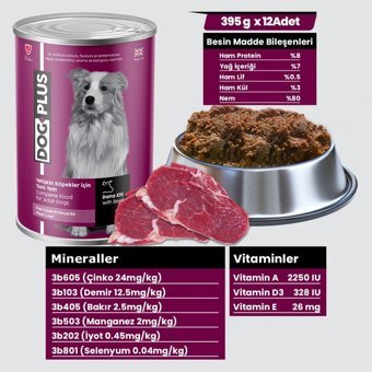 Dogplus Pate Dana Etli Aromalı Parça Etli Yetişkin Köpek Maması 395 gr 12'li