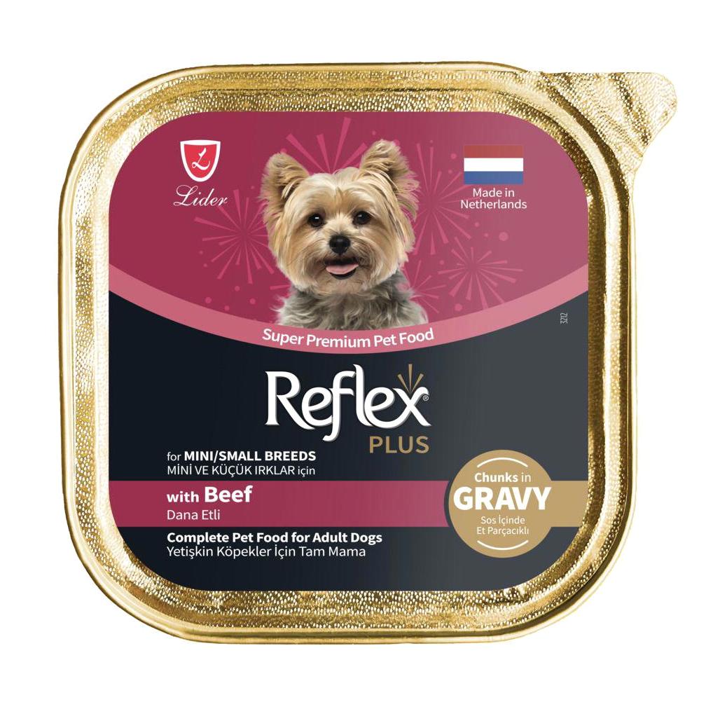 Reflex Plus Alu Tray Biftekli Aromalı Parça Etli ve Soslu Yetişkin Köpek Maması 85 gr Tekli