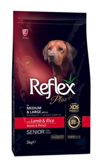 Reflex Plus Senior Kuzu Etli Aromalı Yetişkin Köpek Maması 3 kg Tekli