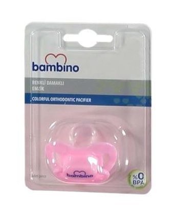 Bambino No:1 0-6 Ay Ortodontik Kiraz Uçlu Damaklı Silikon Emzik Pembe