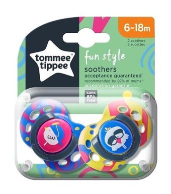 Tommee Tippee Fun Style 6-18 Ay+ Delikli Ortodontik Silikon 2'li Emzik Sarı