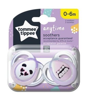 Tommee Tippee Anytime 0-6 Ay Delikli Ortodontik Silikon 2'li Emzik Gri-Mavi