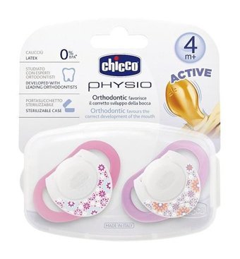 Chicco Physio 6 Ay+ Ortodontik Damaklı Kauçuk Emzik Pembe