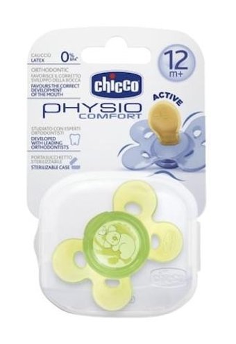 Chicco Physio Comfort 18 Ay+ Ortodontik Damaklı Silikon Emzik Yeşil