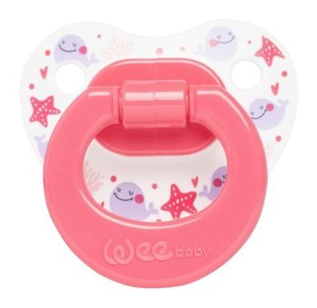 Wee Baby No:3 18 Ay+ Delikli Ortodontik Damaklı Silikon 2'li Emzik Beyaz-Pembe