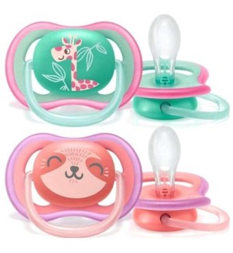 Philips Avent Ultra Air 3 Ay+ Fosforlu Delikli Kiraz Uçlu Silikon 2'li Emzik Yeşil