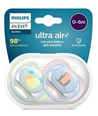 Philips Avent Ultra Air 0-6 Ay Delikli Kiraz Uçlu Silikon 2'li Emzik Yeşil