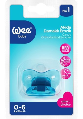 Wee Baby Akide 6 Ay+ Delikli Ortodontik Damaklı Silikon Emzik Mavi