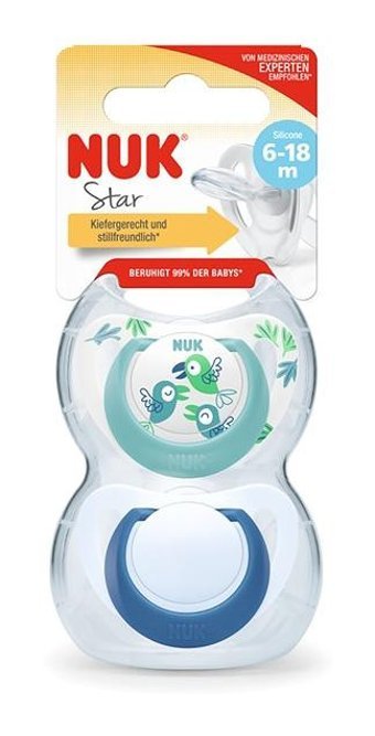 Nuk Star 6 Ay+ Delikli Ortodontik Damaklı Silikon 2'li Emzik Beyaz