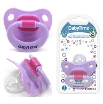 Baby Time 0 Ay+ Ortodontik Damaklı Silikon Emzik Mor