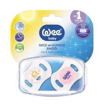 Wee Baby No:1 0-6 Ay Fosforlu Delikli Ortodontik Damaklı Silikon 2'li Emzik Çok Renkli