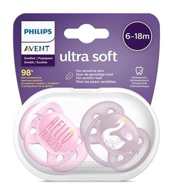 Philips Avent Ultra Soft 6-18 Ay+ Delikli Kiraz Uçlu Silikon 2'li Emzik Mavi