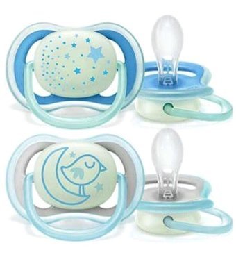 Philips Avent Ultra Air Nighttime 0-6 Ay Fosforlu Delikli Kiraz Uçlu Silikon Emzik Beyaz-Gold