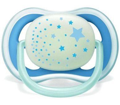 Philips Avent Ultra Air Nighttime 0-6 Ay Fosforlu Delikli Kiraz Uçlu Silikon Emzik Beyaz-Gold