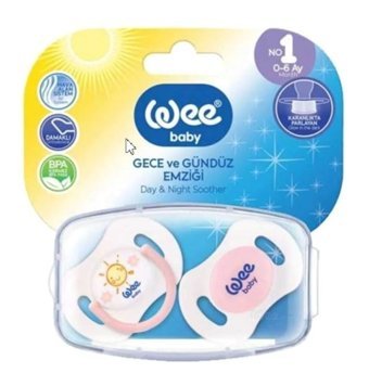 Wee Baby 0 Ay+ Fosforlu Delikli Ortodontik Damaklı Silikon 2'li Emzik Pembe