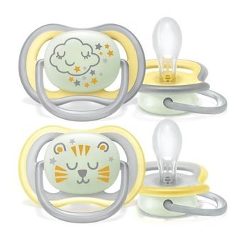 Philips Avent Ultra Air Nighttime 3 Ay+ Fosforlu Delikli Kiraz Uçlu Silikon Emzik Mavi
