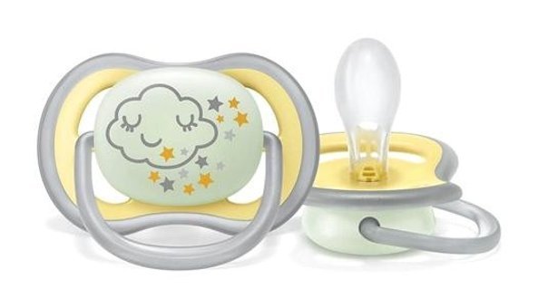 Philips Avent Ultra Air Nighttime 3 Ay+ Fosforlu Delikli Kiraz Uçlu Silikon Emzik Mavi