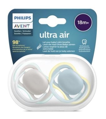 Philips Avent Ultra Air 3 Ay+ Kiraz Uçlu Silikon 2'li Emzik Mavi