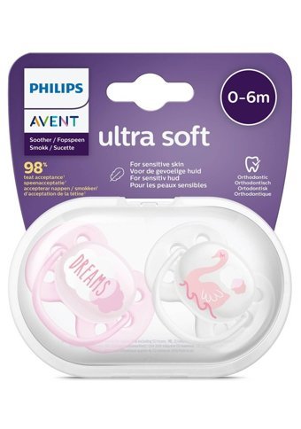 Philips Avent Ultra Soft 0-6 Ay Kiraz Uçlu Silikon 2'li Emzik Mavi