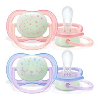 Philips Avent Ultra Air Nighttime 0-6 Ay Fosforlu Delikli Ortodontik Silikon 2'li Emzik Turuncu