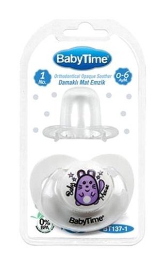 Baby Time Bt137-1 0-6 Ay Ortodontik Kiraz Uçlu Damaklı Silikon Emzik Beyaz