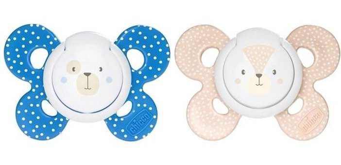 Chicco Physioforma Comfort 18 Ay+ Ortodontik Damaklı Silikon 2'li Emzik Bej-Mavi
