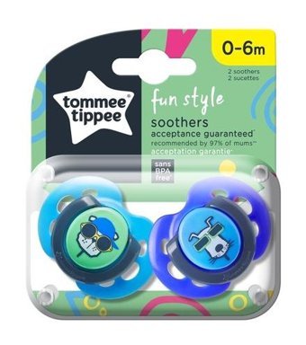Tommee Tippee Fun Style 0-6 Ay Delikli Ortodontik Kauçuk 2'li Emzik Lacivert