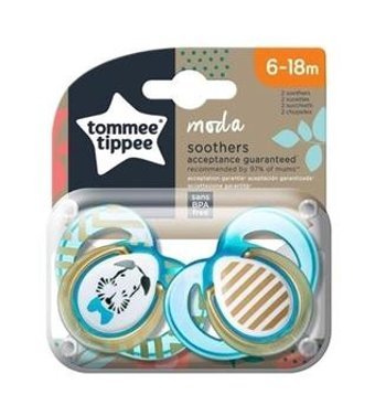 Tommee Tippee 6-18 Ay+ Delikli Ortodontik Silikon 2'li Emzik Mavi