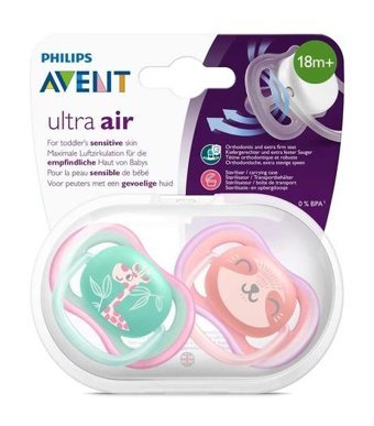 Philips Avent Ultra Air 6-18 Ay+ Fosforlu Delikli Kiraz Uçlu Silikon 2'li Emzik Gri