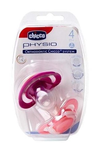Chicco Physioring 6-18 Ay+ Ortodontik Damaklı Silikon 2'li Emzik Mavi