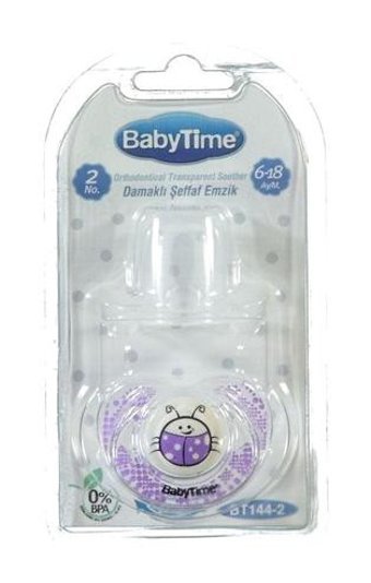 Baby Time Bt144 6-18 Ay+ Ortodontik Kiraz Uçlu Damaklı Silikon Emzik Mor