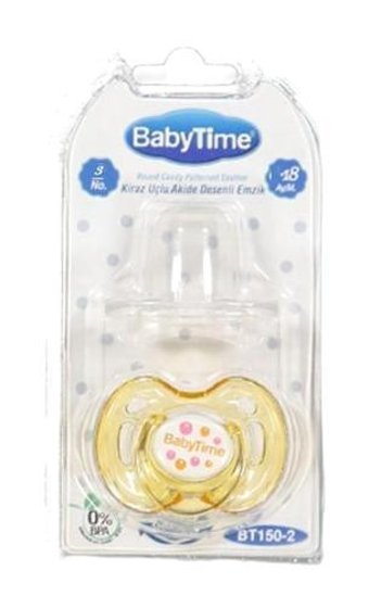 Baby Time 18 Ay+ Ortodontik Kiraz Uçlu Damaklı Silikon Emzik Sarı