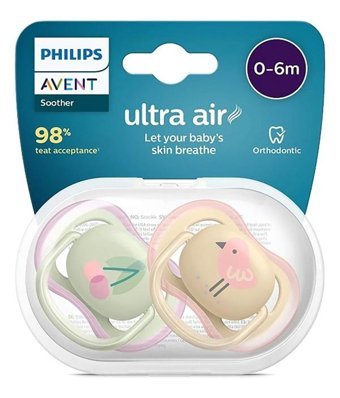 Philips Avent Ultra Air 0 Ay+ Delikli Kiraz Uçlu Silikon 2'li Emzik Yeşil
