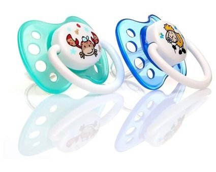 Baby Plus BYP-21002 5-18 Ay+ Kiraz Uçlu Damaklı Silikon 2'li Emzik Çok Renkli