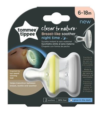 Tommee Tippee Breastlike 6 Ay+ Fosforlu Delikli Ortodontik Silikon 2'li Emzik Şeffaf
