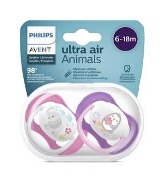 Philips Avent Ultra Air Animals 6-18 Ay+ Delikli Kiraz Uçlu Silikon Emzik Mavi
