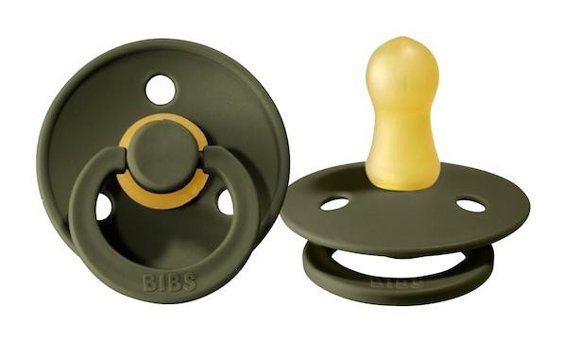 Bibs Colour 0-6 Ay Delikli Ortodontik Kiraz Uçlu Damaklı Kauçuk Emzik Haki