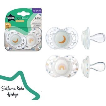 Tommee Tippee Closer To Nature Night Time 0-12 Ay Fosforlu Delikli Ortodontik Silikon 2'li Emzik Sarı