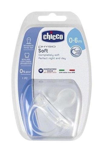 Chicco Physio 0-6 Ay Ortodontik Damaklı Silikon Emzik Şeffaf