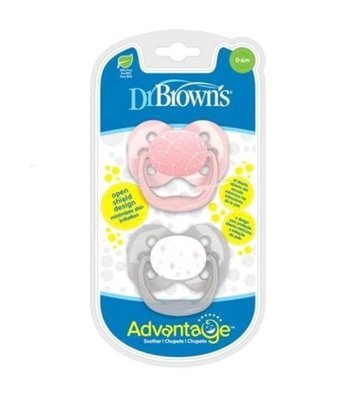 Dr. Brown's Advantage 0-24 Ay Ortodontik Damaklı Silikon 2'li Emzik Gri-Pembe