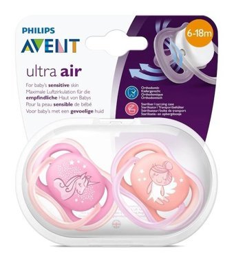 Philips Avent Ultra Air 6 Ay+ Kiraz Uçlu Silikon 2'li Emzik Açık Pembe
