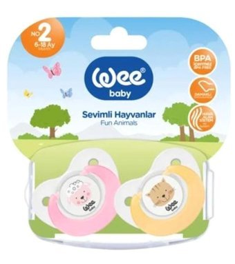 Wee Baby No:2 6 Ay+ Delikli Ortodontik Damaklı Silikon 2'li Emzik Pembe