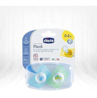 Chicco Physio Micro 0-2 Ay Ortodontik Damaklı Silikon 2'li Emzik Yeşil