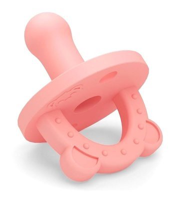 Lujo Bear No:1 0-6 Ay Delikli Ortodontik Kiraz Uçlu Silikon Emzik Bej-Pembe