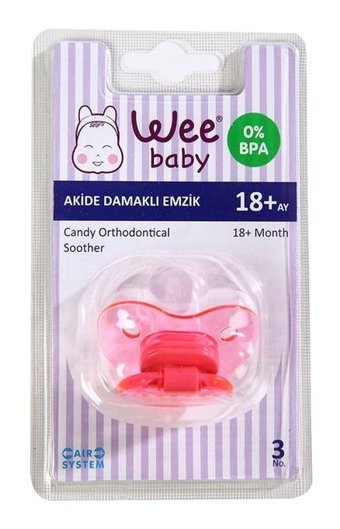 Wee Baby No:3 18-24 Ay Delikli Ortodontik Damaklı Silikon Emzik Çok Renkli