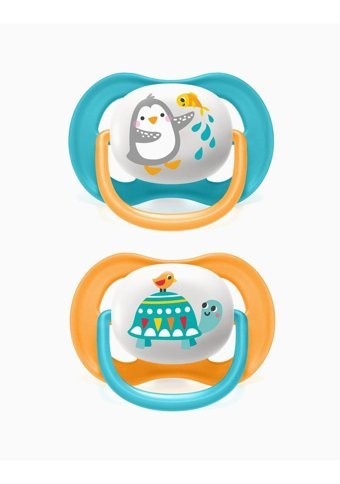 Philips Avent Ultra Air Animals 6 Ay+ Kiraz Uçlu Silikon 2'li Emzik Somon-Yeşil