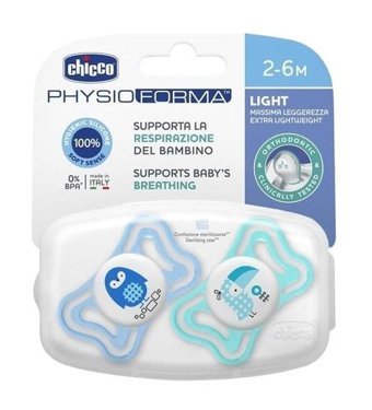 Chicco Pyhsio 6-18 Ay+ Ortodontik Damaklı Silikon 2'li Emzik Mavi